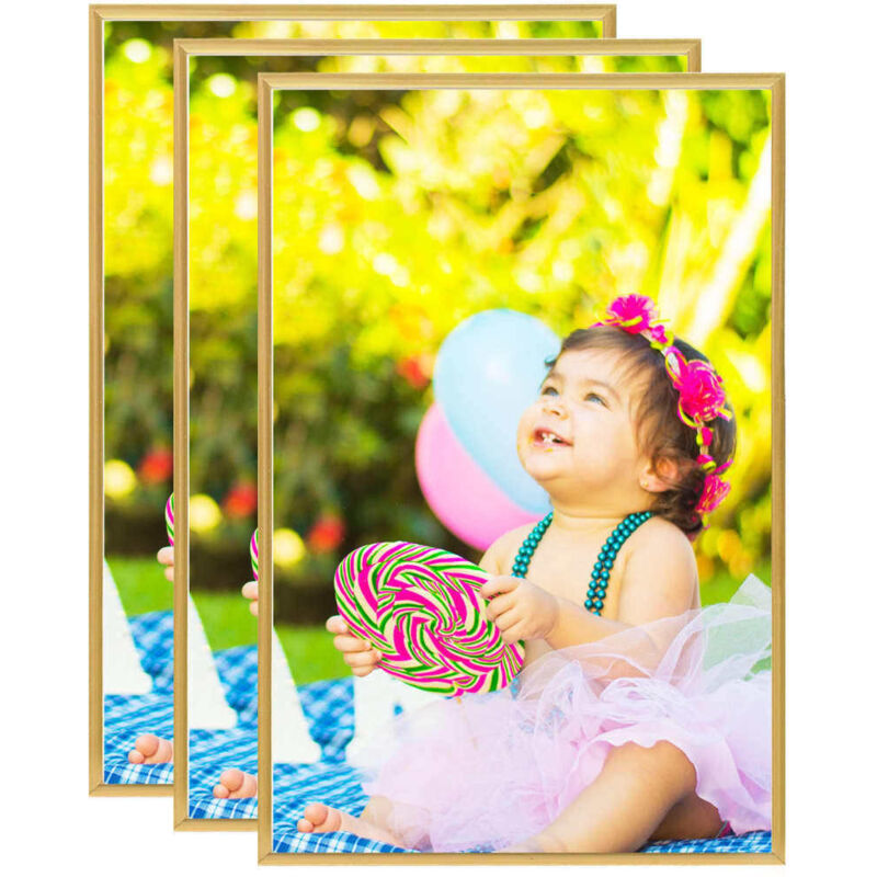 

vidaXL Marcos de foto collage pared o mesa 3 uds dorado MDF 42x59,4 cm - Oro