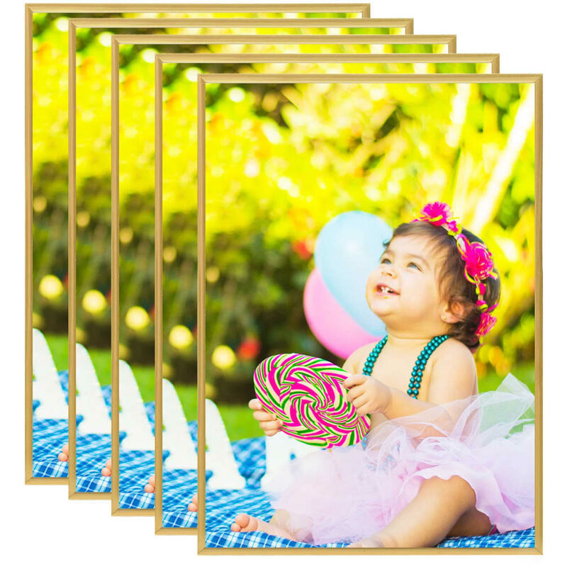 

vidaXL Marcos de foto collage pared/mesa 5 uds dorado MDF 29,7x42 cm - Oro