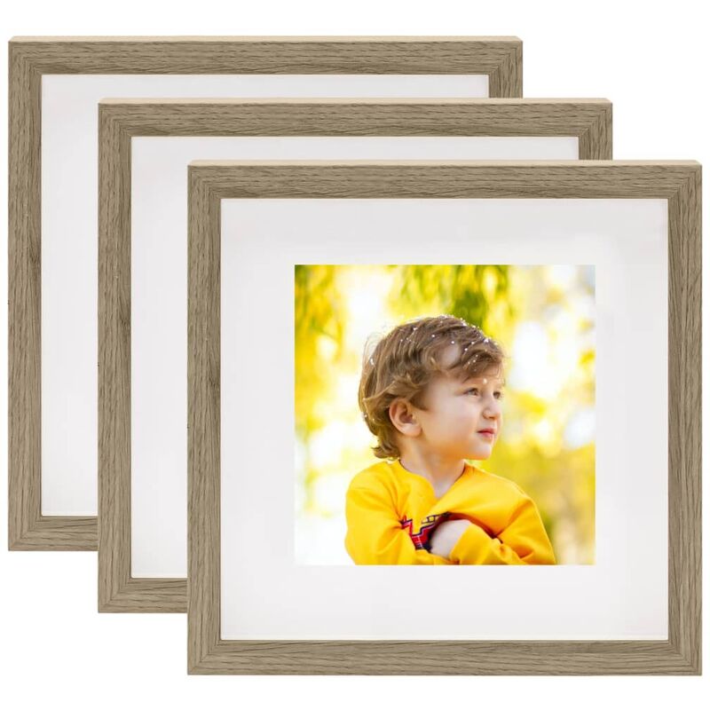 

vidaXL Marcos de fotos 3D 3 uds madera oscura 28x28cm foto de 20x20cm - Marrón