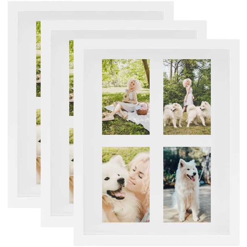 

vidaXL Marcos de fotos caja 3D 3 uds blanco 28x35 cm foto 4x(10x15 cm) - Blanco