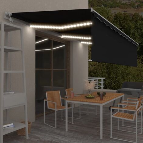 vidaXL Markise Automatisch mit Rollo LED Windsensor 6x3m Anthrazit