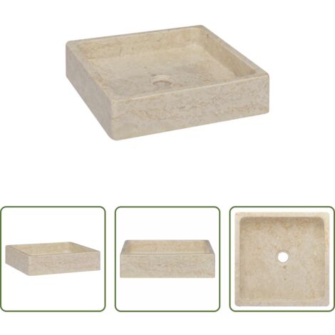 vidaXL Marmo decorativo -  Lavandino Crema 40x40x10 cm in Marmo
