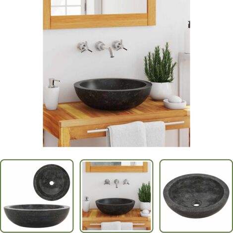 vidaXL Marmo -  Lavandino 40x12 cm in Marmo Nero