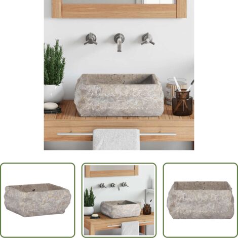 vidaXL Marmo per bagno -  Lavandino Grigio 30x30x13 cm in Marmo
