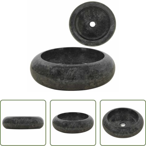 vidaXL Mármol natural -  Lavabo de mármol negro 40x12 cm