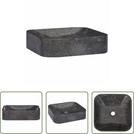 vidaXL Mármol negro -  Lavabo mármol negro 40x40x10 cm
