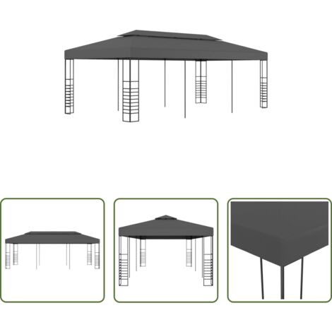 vidaXL Marquesina de jardín 3x6 m -  Marquesina cenador de jardín antracita 3x6 m