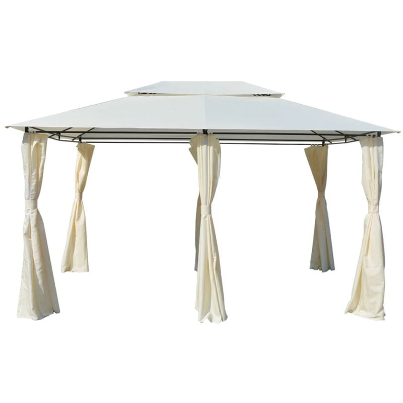 

Marquesina de jardín con cortinas blanca 4x3 m - Blanco - Vidaxl