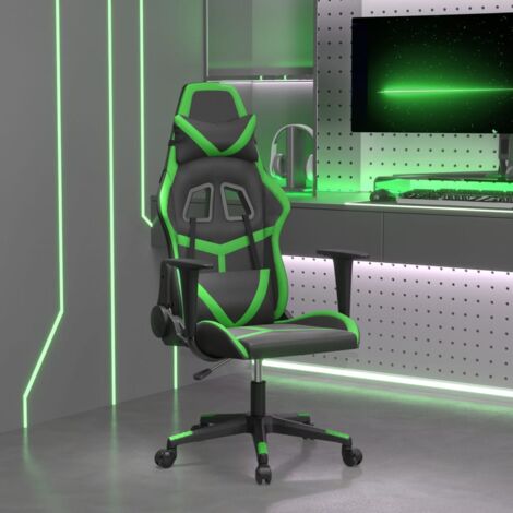 vidaXL Massage Gaming Chair Black and Green Faux Leather