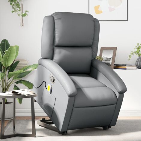 vidaXL Massage-Sessel Grau Kunstleder