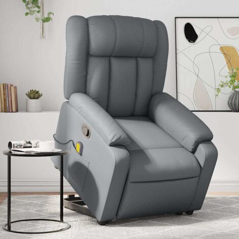 vidaXL Massage-Sessel mit Neigefunktion Grau Kunstleder