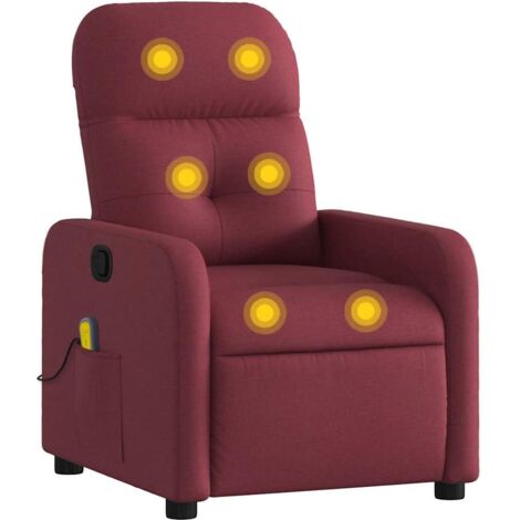 vidaXL Massage Sessel Rot Bordeaux Stoff