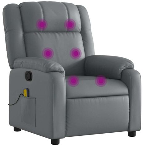 vidaXL Massage-Sessel verstellbar Grau Kunstleder