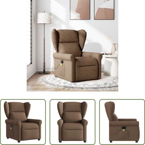 vidaXL Massagesessel Braun -  Massagesessel Braun Stoff