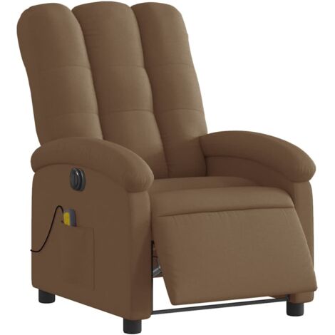vidaXL Massagesessel Elektrisch Braun Stoff
