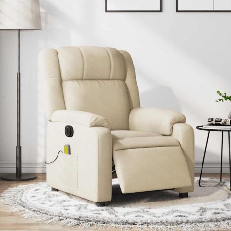 vidaXL Massagesessel Elektrisch Creme Stoff