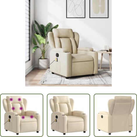 vidaXL Massagesessel -  Massage-Relaxsessel, cremefarbener Stoff
