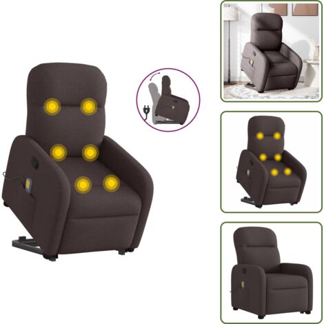 vidaXL Massagesessel mit Aufstehhilfe Dunkelbraun Stoff