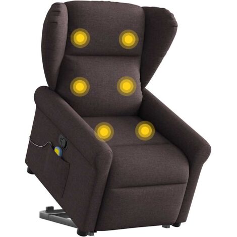 vidaXL Massagesessel mit Aufstehhilfe Dunkelbraun Stoff