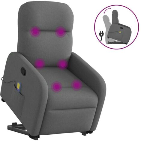 vidaXL Massagesessel mit Aufstehhilfe Dunkelgrau Stoff