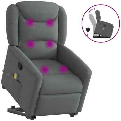 vidaXL Massagesessel mit Aufstehhilfe Dunkelgrau Stoff