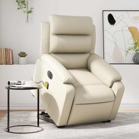 vidaXL Massagesessel mit Aufstehhilfe Elektrisch Creme Kunstleder