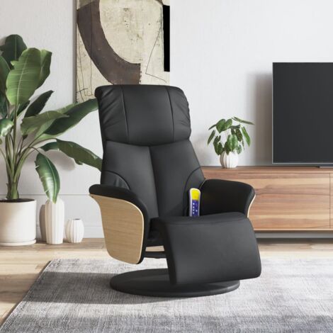 vidaXL Massagesessel mit Fußteil Schwarz Kunstleder