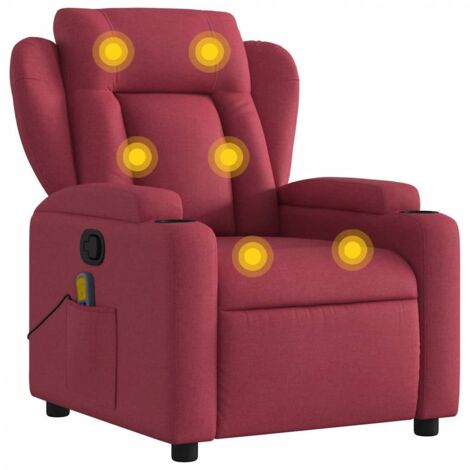 vidaXL Massagesessel neigbar Bordeaux Rot Stoff
