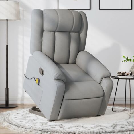 vidaXL Massagesessel neigbar Hellgrau Stoff