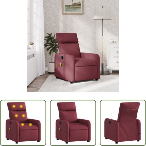 vidaXL Massagesessel Stoff -  Massagesessel Weinrot Stoff