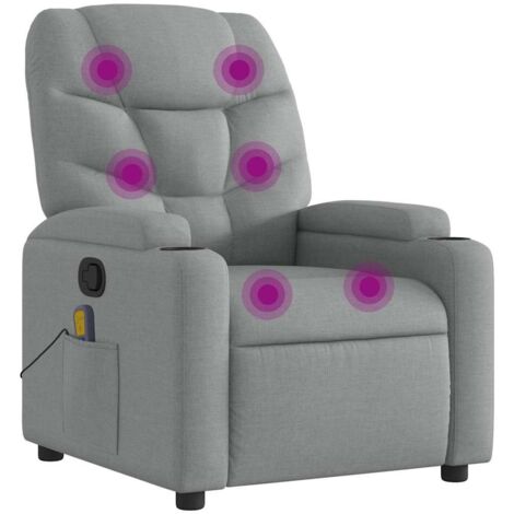 vidaXL Massagesessel verstellbar Hellgrau Stoff