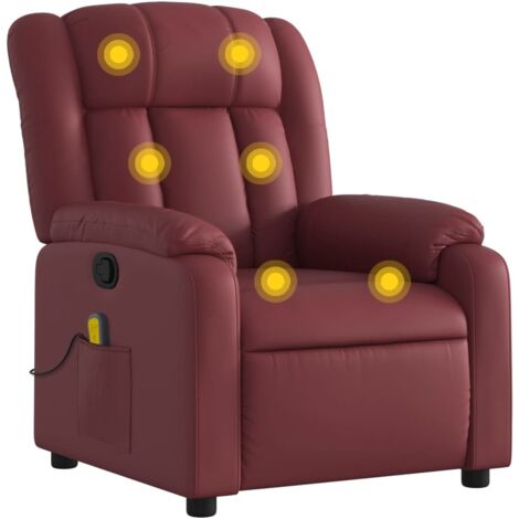 vidaXL Massagesessel Weinrot Kunstleder