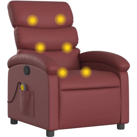 vidaXL Massagesessel Weinrot Kunstleder