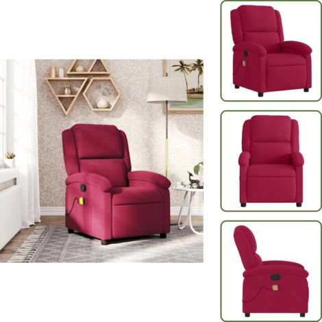 vidaXL Massagesessel Weinrot Samt