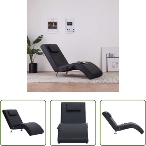 vidaXL Massaggio -  Sdraio Massaggiante con Cuscino Nero in Similpelle