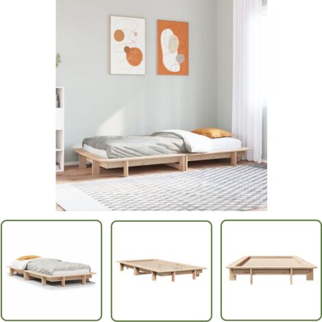 vidaXL Massivholzbett ohne Matratze 100x200 cm Kiefernholz