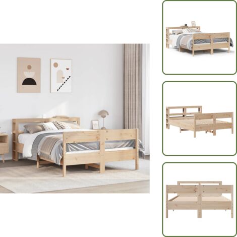 vidaXL Massivholzbett ohne Matratze 120x190 cm Kiefernholz