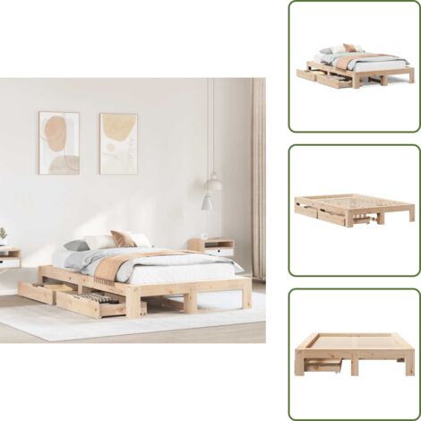 vidaXL Massivholzbett ohne Matratze 120x190 cm Kiefernholz