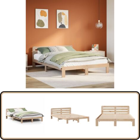 vidaXL Massivholzbett ohne Matratze 160x200 cm Kiefernholz