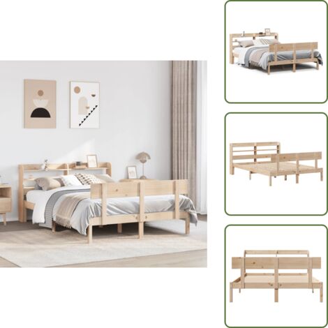 vidaXL Massivholzbett ohne Matratze 160x200 cm Kiefernholz