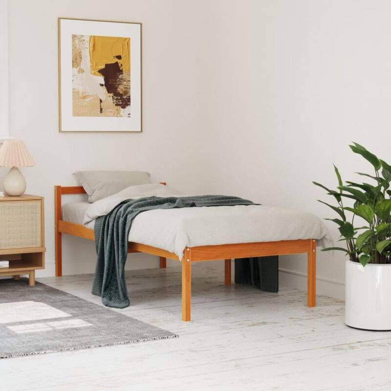 Seniorenbett Wachsbraun 90x200 Cm Massivholz Kiefer Vidaxl291795