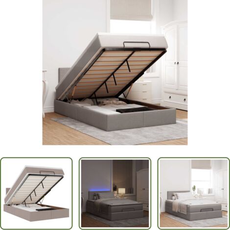 vidaXL Matelas à ressorts ensachés -  Cadre de lit ottoman avec matelas taupe 120x200 cm tissu