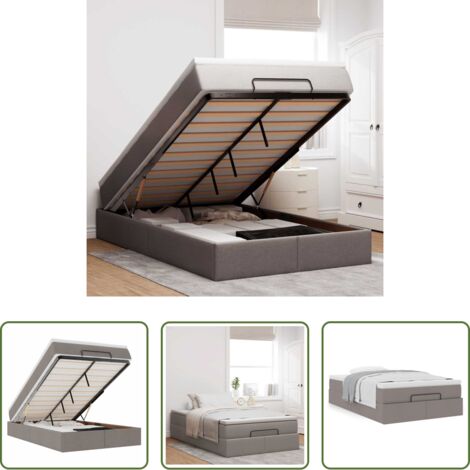 vidaXL Matelas à ressorts ensachés -  Cadre de lit ottoman avec matelas taupe 120x200 cm tissu
