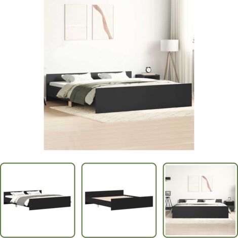 vidaXL Matelas -  Cadre de lit sans matelas noir 160x200 cm