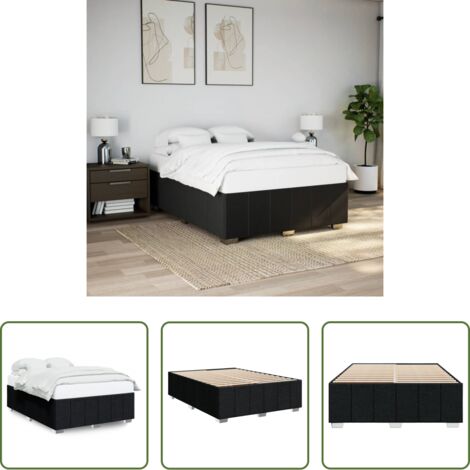 vidaXL Matelas -  Cadre de lit sans matelas noir 160x200 cm tissu
