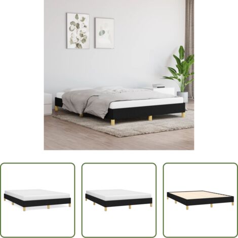 vidaXL Matelas -  Cadre de lit sans matelas noir 160x200 cm tissu