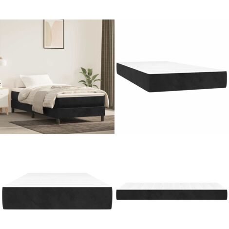 vidaXL Matelas de lit à ressorts ensachés noir 80x220x20 cm velours