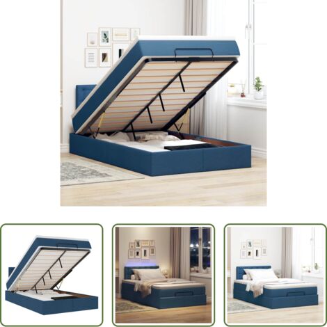 vidaXL Materasso a molle insacchettate -  Pouf Letto con Materasso e LED Blu 120x190cm in Tessuto