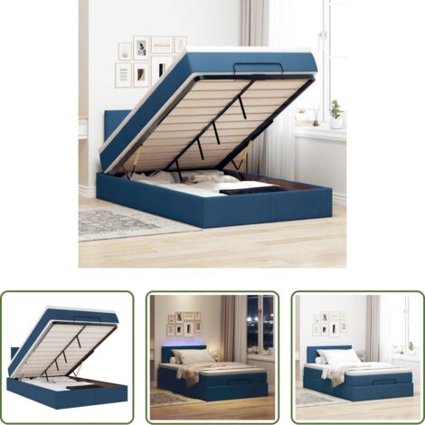 vidaXL Materasso a molle insacchettate -  Pouf Letto con Materasso e LED Blu 120x190cm in Tessuto
