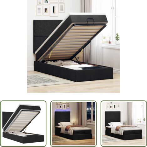 vidaXL Materasso a molle insacchettate -  Pouf Letto con Materasso e LED Nero 80x200cm in Tessuto